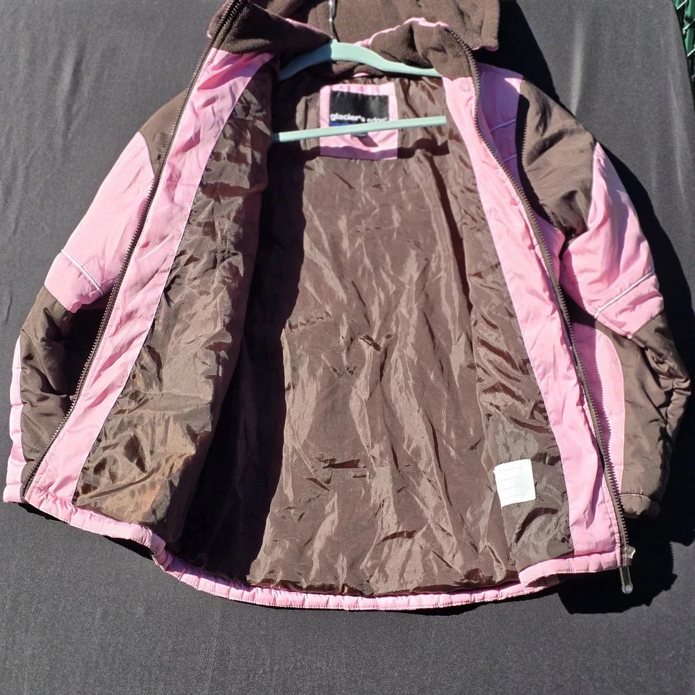 Glacier's Edge Girls Size 14 Pink Brown Hooded Insulated Winter Ski Jacket